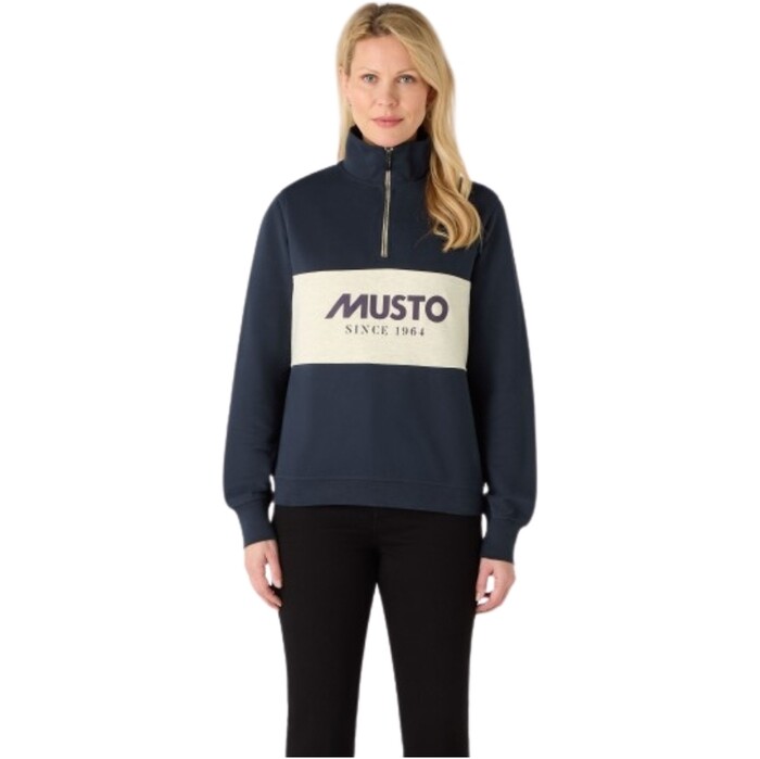 2024 Musto Womens 1/2 Zip Sweatshirt 85021 - Navy / Oat